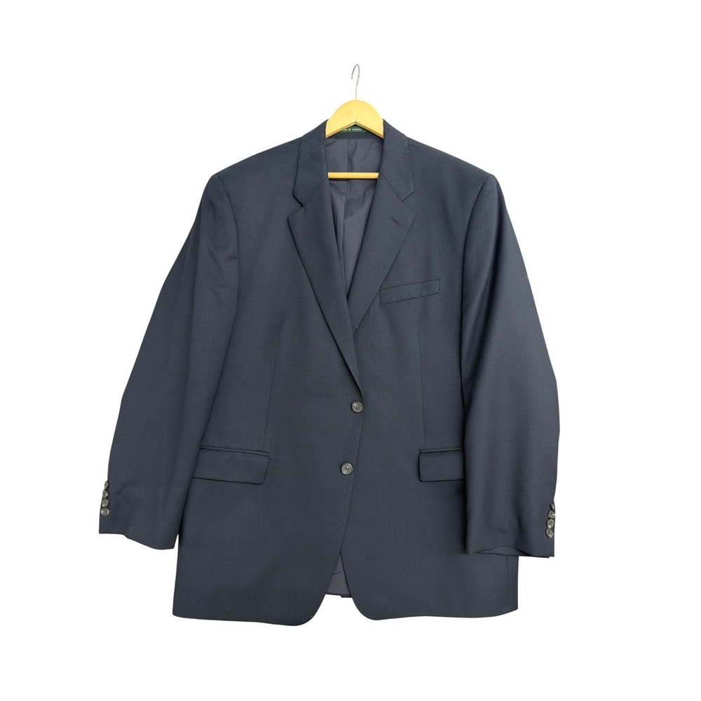 Mens Navy Blue‎ Two Button Blazer Sport Coat Made in Canada Single Vent 46R